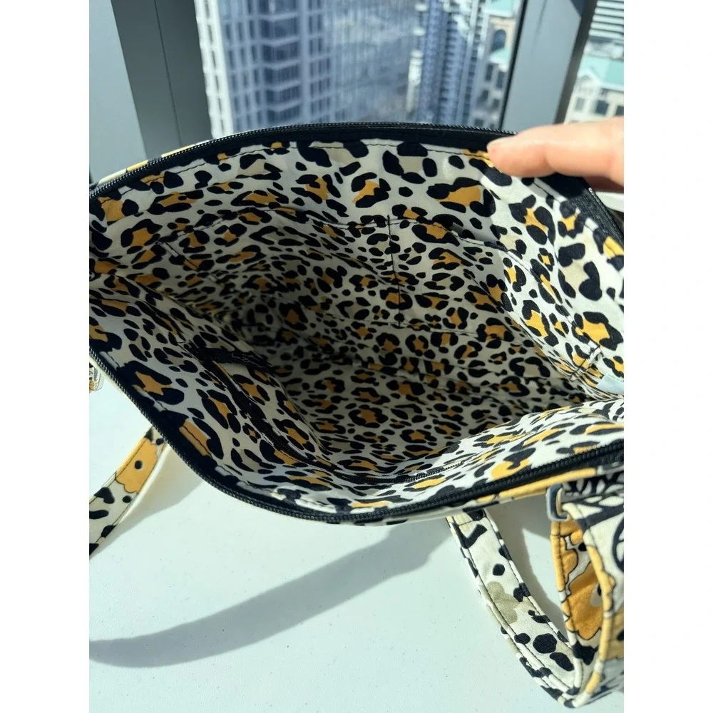 Vera Bradley Leopard Print Black Yellow Floral Messenger‎ Purse Crossbody